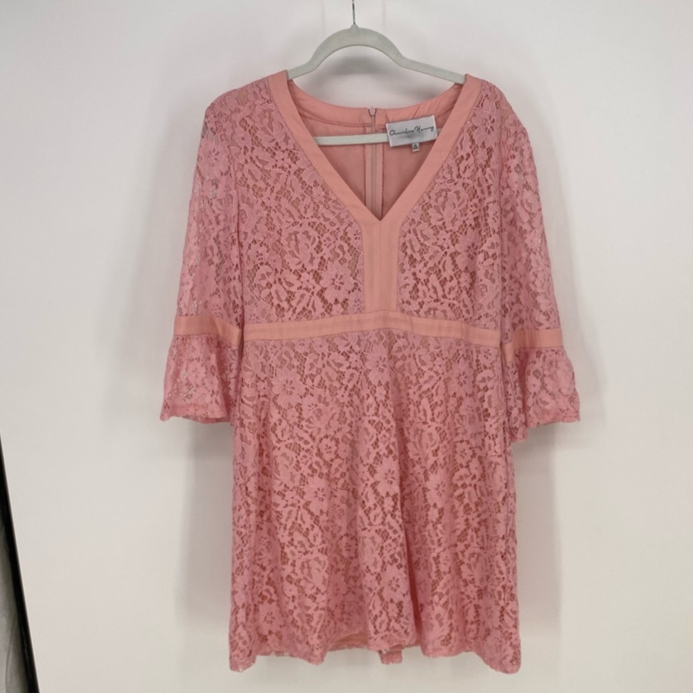 Charles Henry Tiered Lace Dress Bell Sleeve